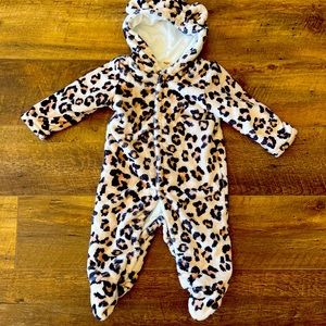 6-12 month leopard baby winter suit